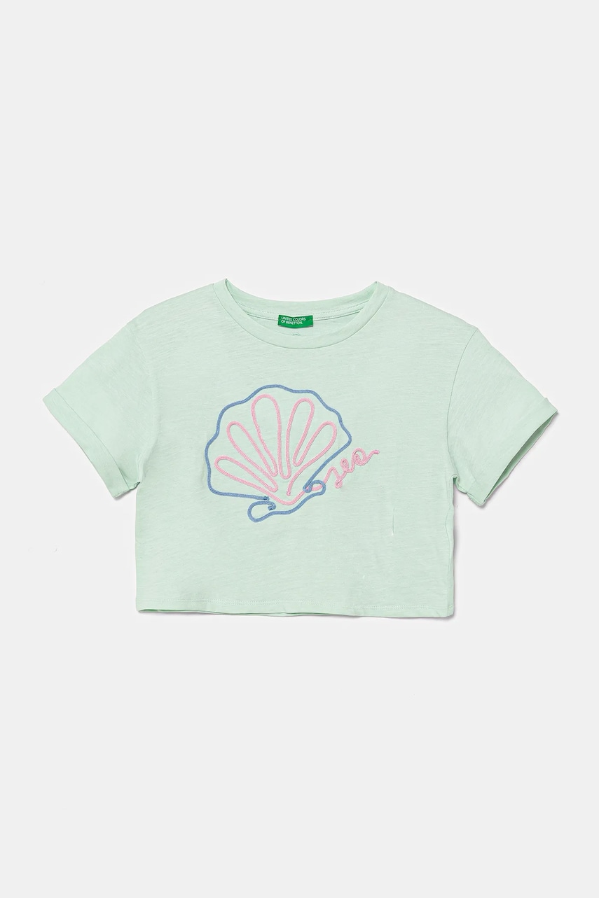 United Colors of Benetton tricou de bumbac pentru copii culoarea verde, 3SDLC10OX