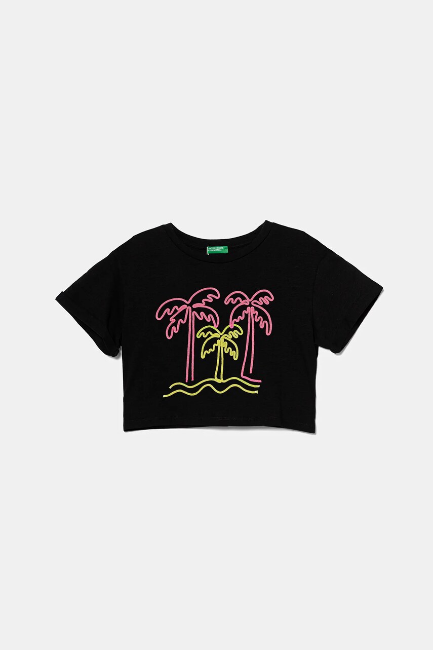 United Colors of Benetton tricou de bumbac pentru copii culoarea negru, 3SDLC10OX