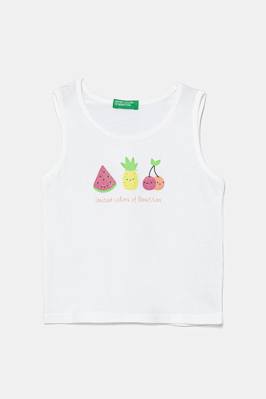 United Colors of Benetton top din bumbac pentru copii culoarea alb, 3I1XGH012