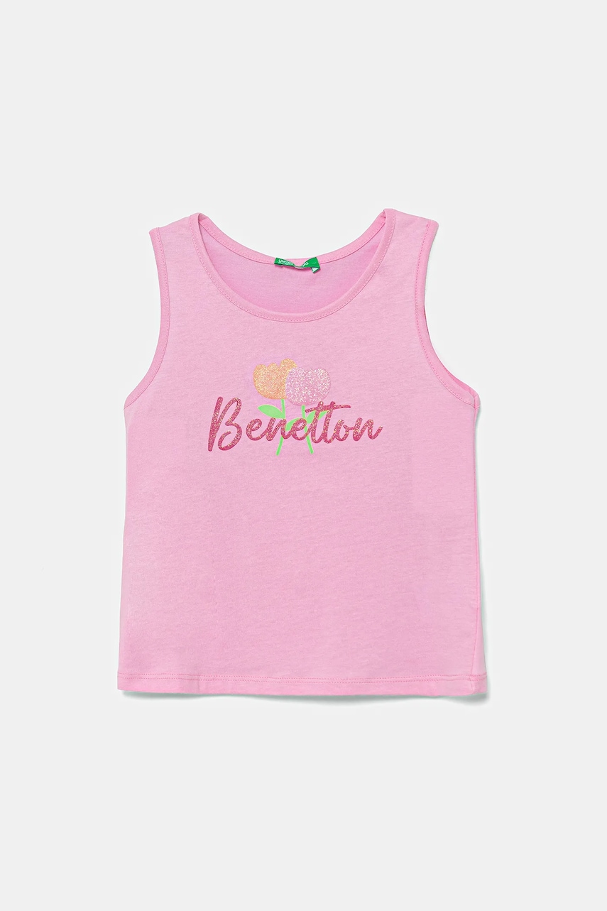 United Colors of Benetton top din bumbac pentru copii culoarea roz, 3I1XGH012