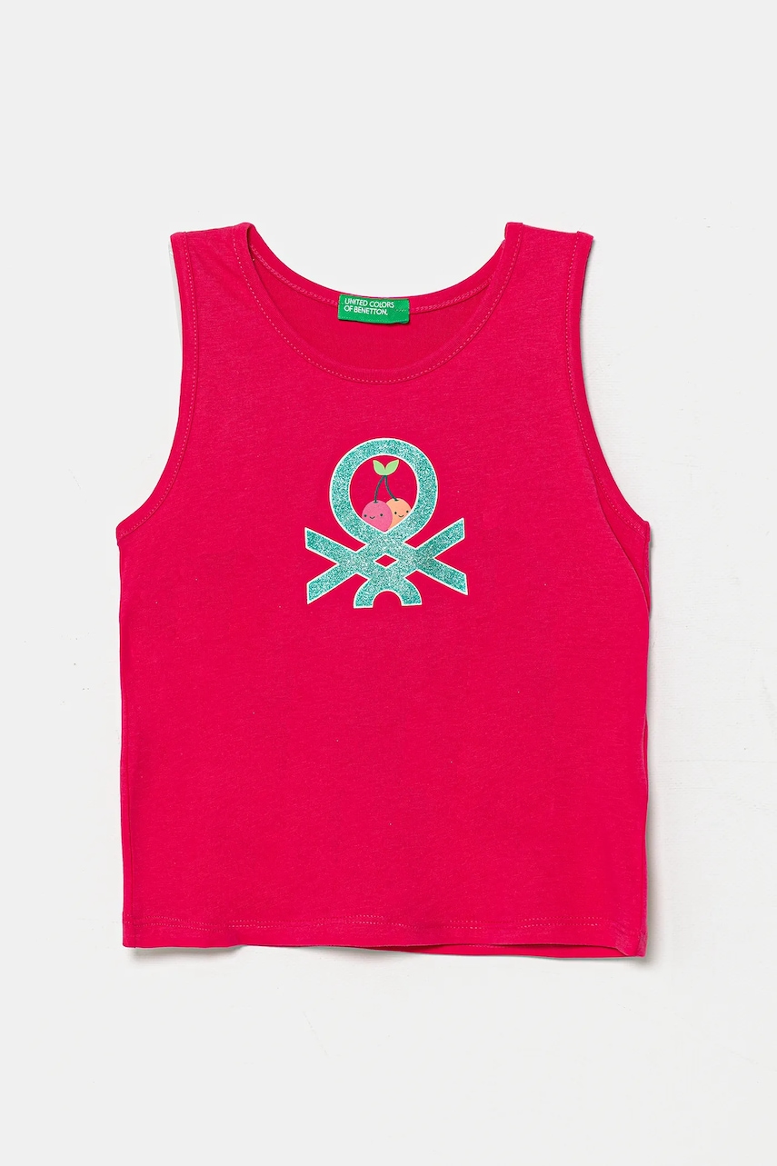 United Colors of Benetton top din bumbac pentru copii culoarea roz, 3I1XGH012 United Colors of Benetton top din bumbac pentru copii culoarea roz, 3I1XGH012