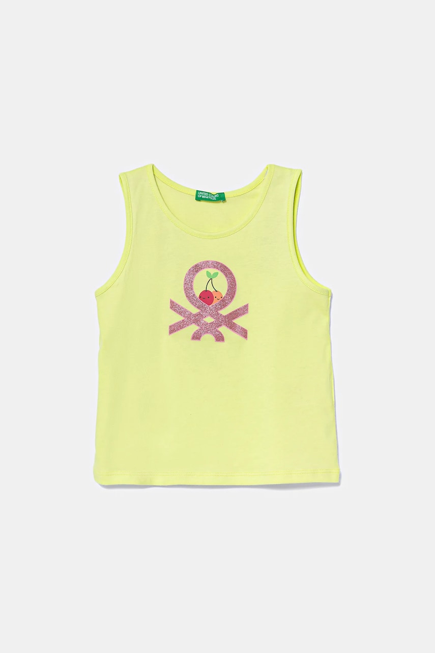 United Colors of Benetton top din bumbac pentru copii culoarea galben, 3I1XGH012