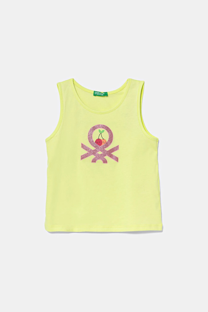 United Colors of Benetton top din bumbac pentru copii culoarea galben, 3I1XGH012
