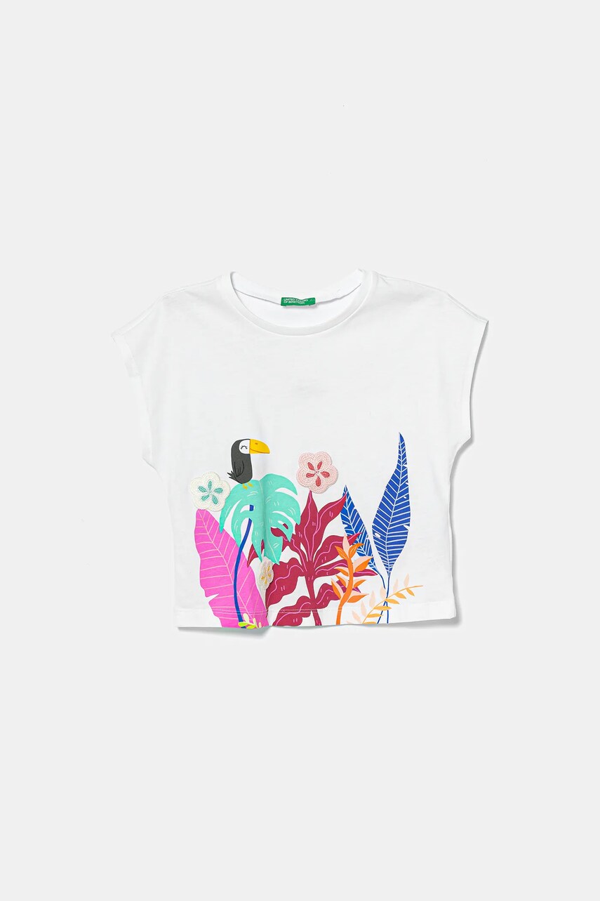 United Colors of Benetton tricou de bumbac pentru copii culoarea alb, 3I1XG10JH