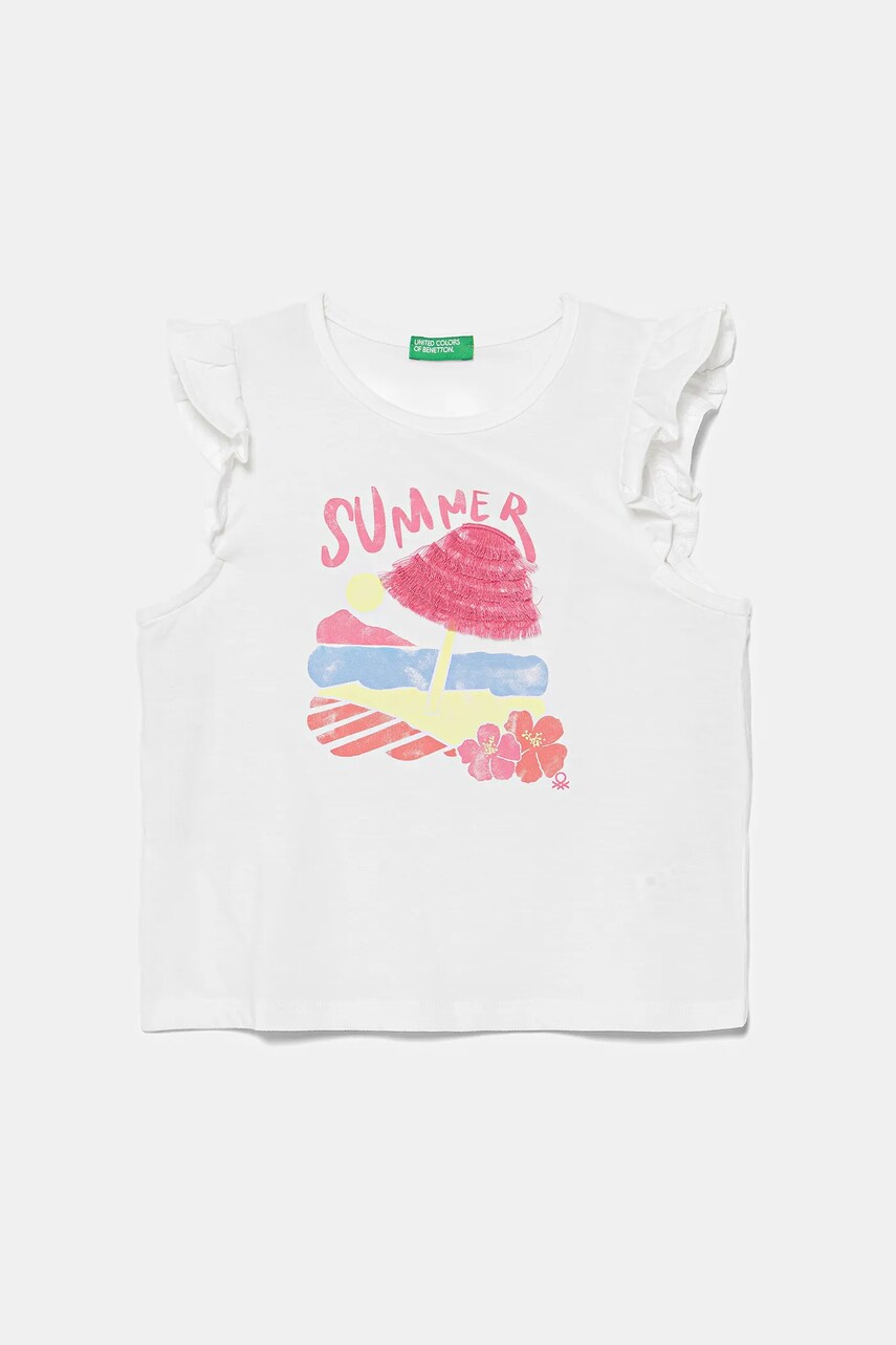 United Colors of Benetton tricou de bumbac pentru copii culoarea alb, 3I1XG10JK
