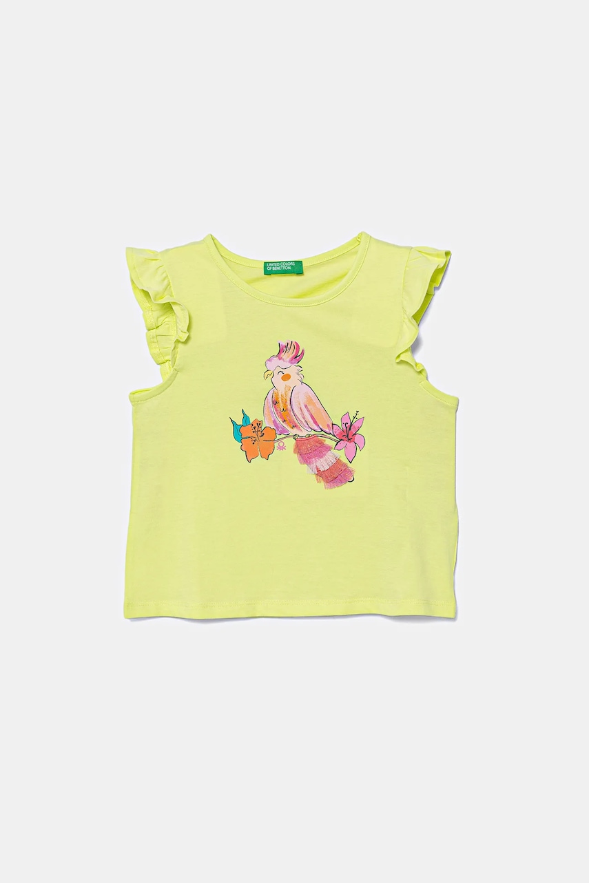 United Colors of Benetton tricou de bumbac pentru copii culoarea verde, 3I1XG10JK