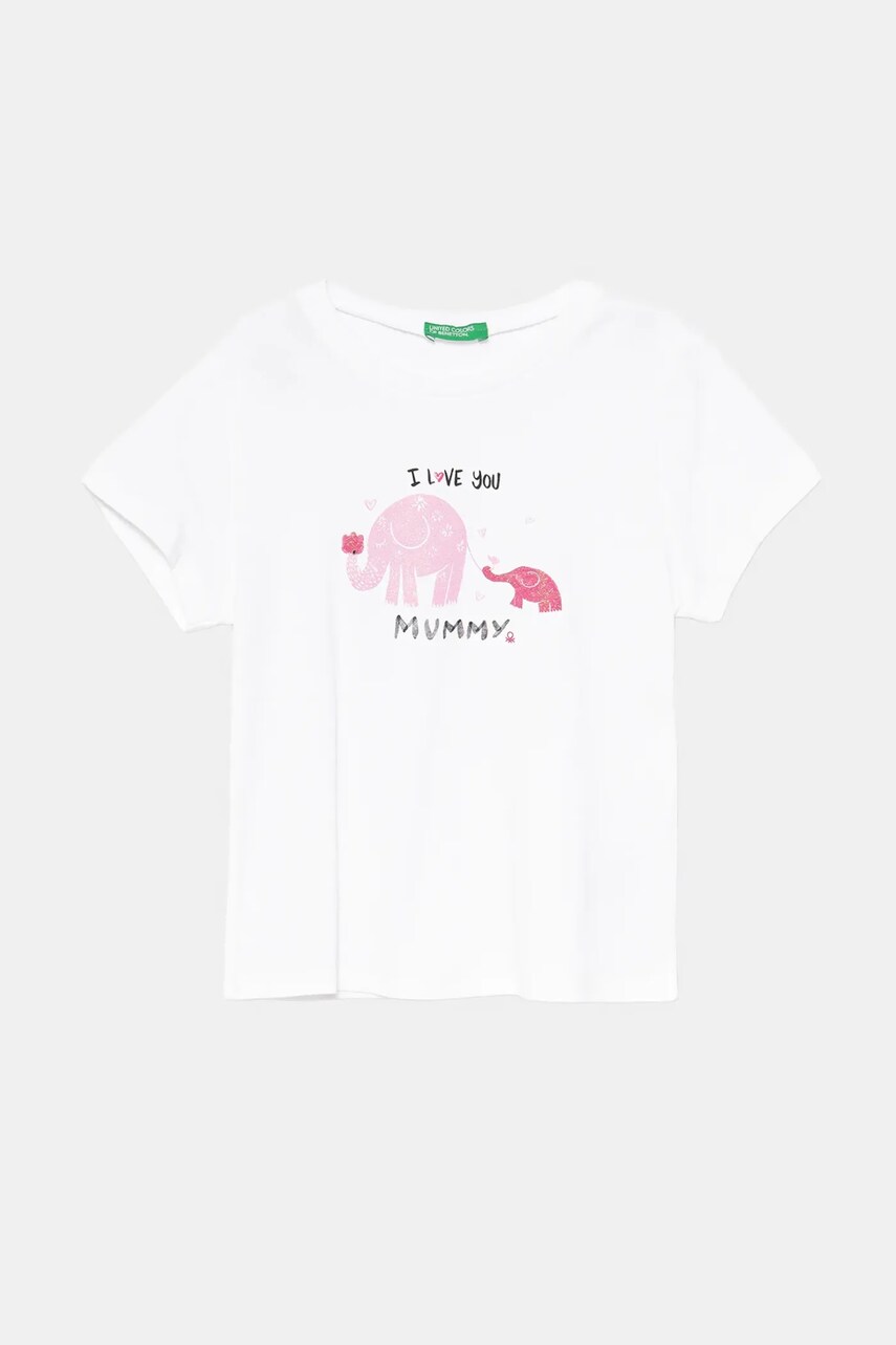 United Colors of Benetton tricou de bumbac pentru copii culoarea alb, 3I1XG10JJ
