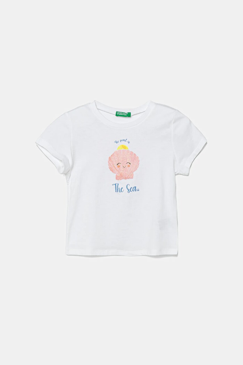 United Colors of Benetton tricou de bumbac pentru copii culoarea alb, 3I1XG10JJ