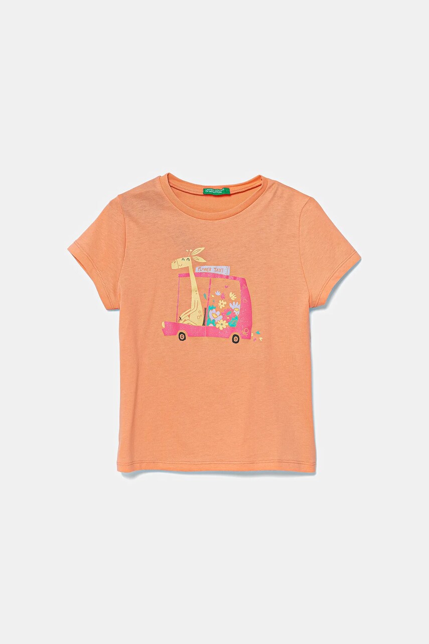 United Colors of Benetton tricou de bumbac pentru copii culoarea portocaliu, 3I1XG10JJ
