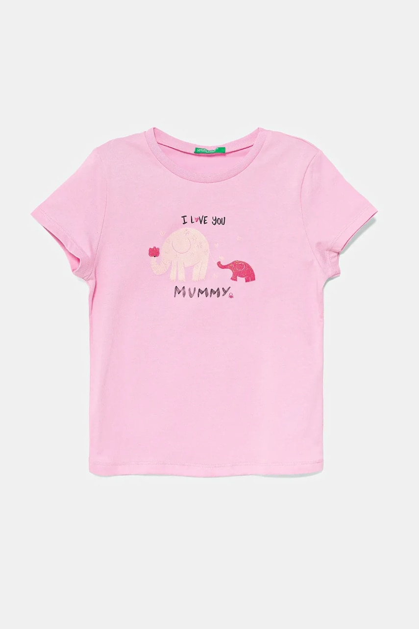 United Colors of Benetton tricou de bumbac pentru copii culoarea roz, 3I1XG10JJ