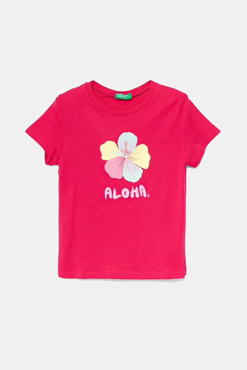 United Colors of Benetton tricou de bumbac pentru copii culoarea roz, 3I1XG10JJ