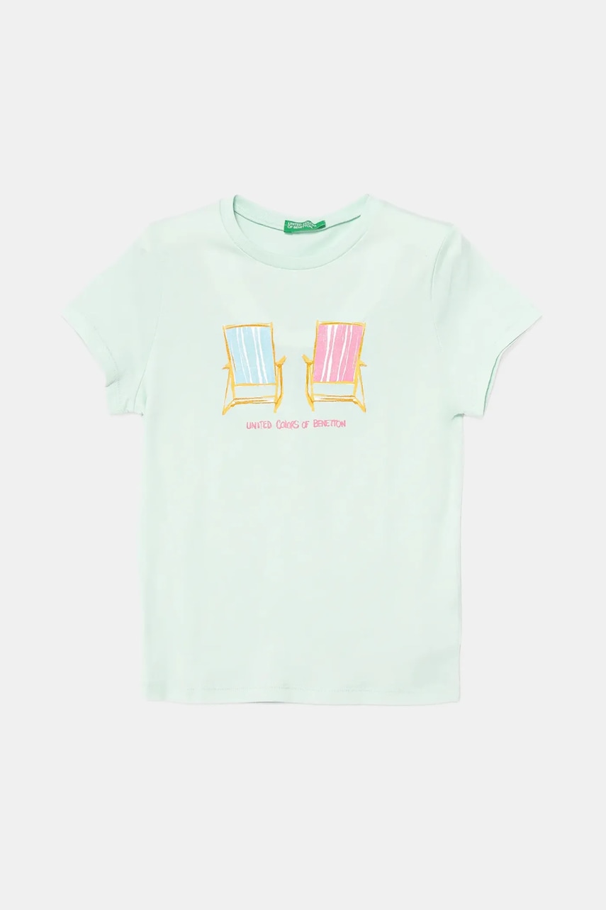 United Colors of Benetton tricou de bumbac pentru copii culoarea verde, 3I1XG10JJ