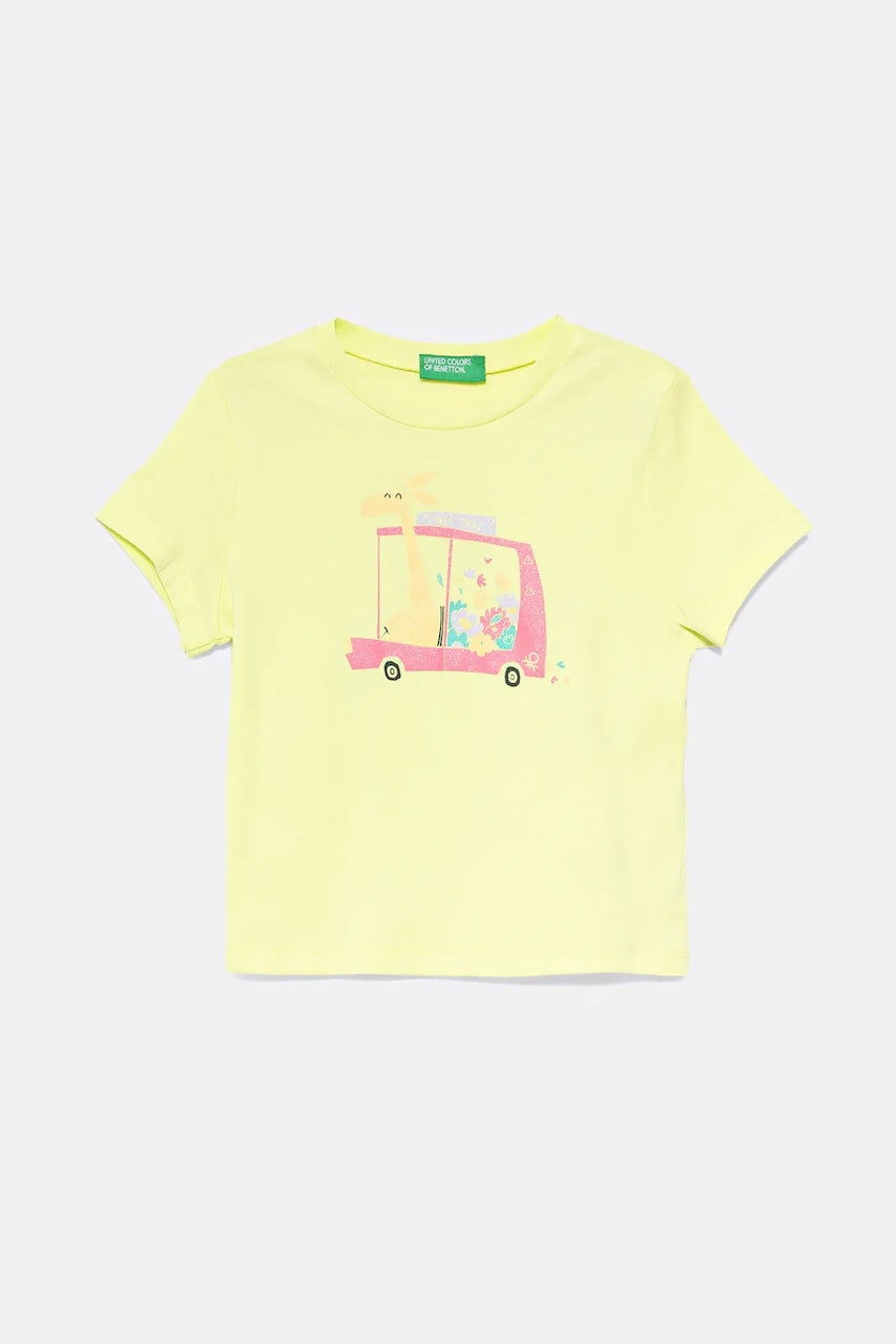 United Colors of Benetton tricou de bumbac pentru copii culoarea galben, 3I1XG10JJ