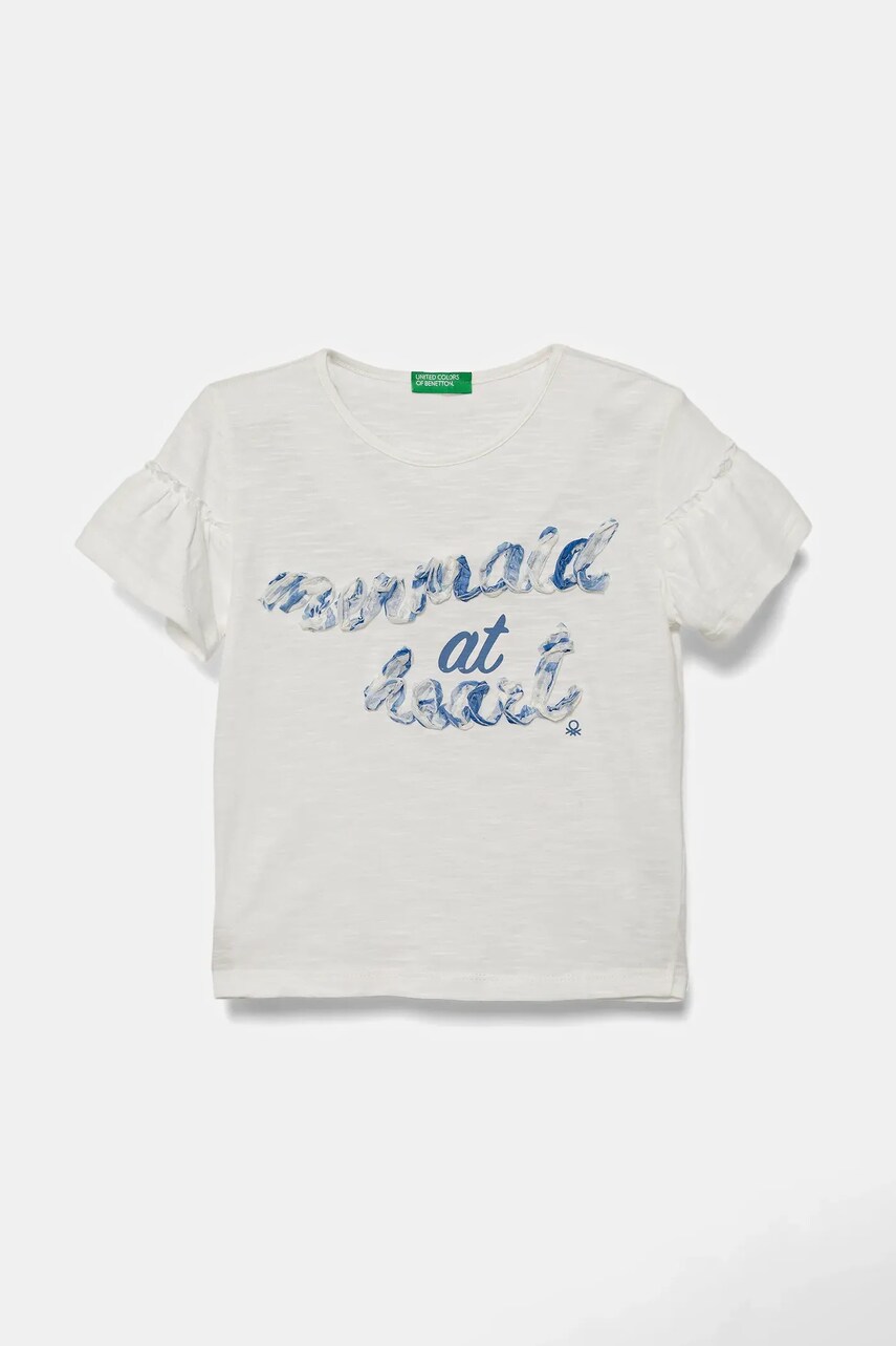 United Colors of Benetton tricou de bumbac pentru copii culoarea alb, 38V4G10JI