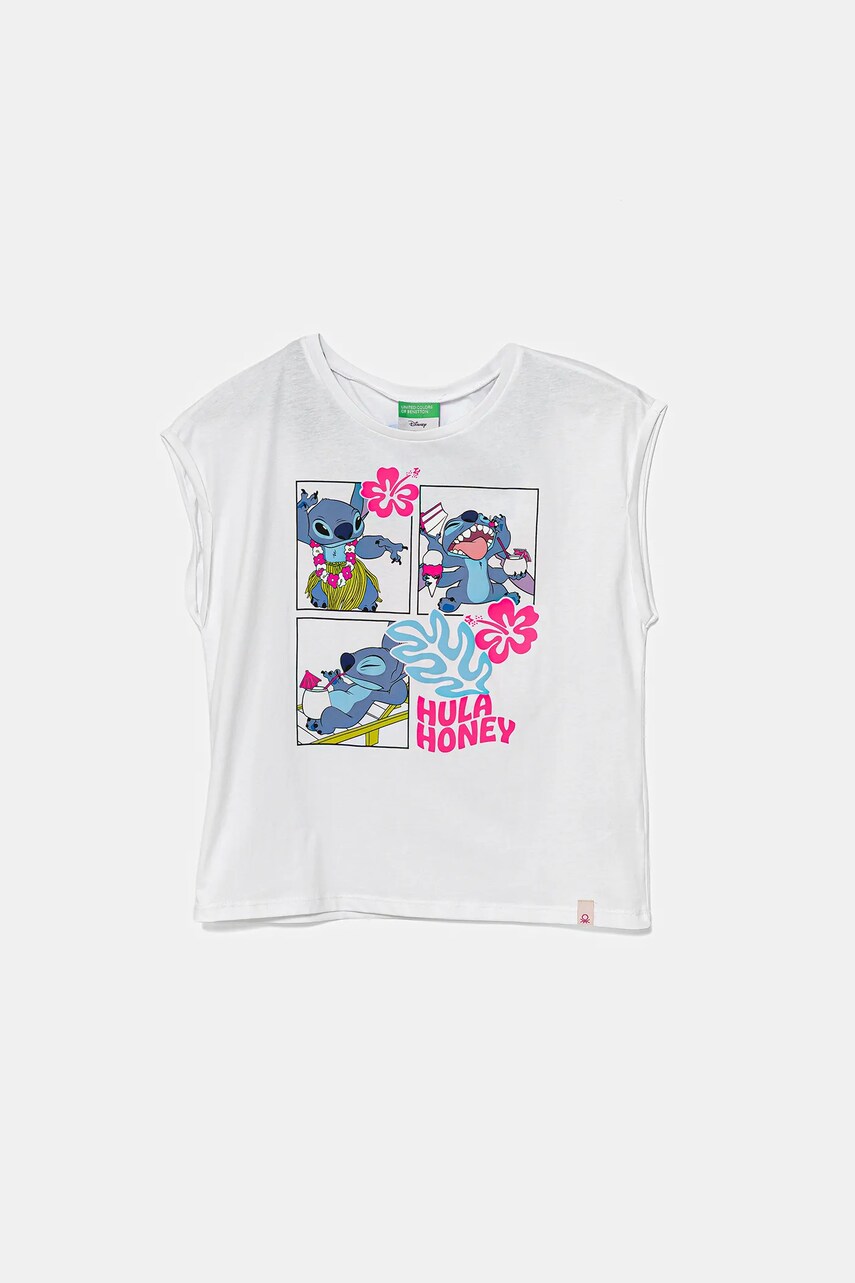 United Colors of Benetton tricou de bumbac pentru copii x Disney culoarea alb, 3JERC10P2