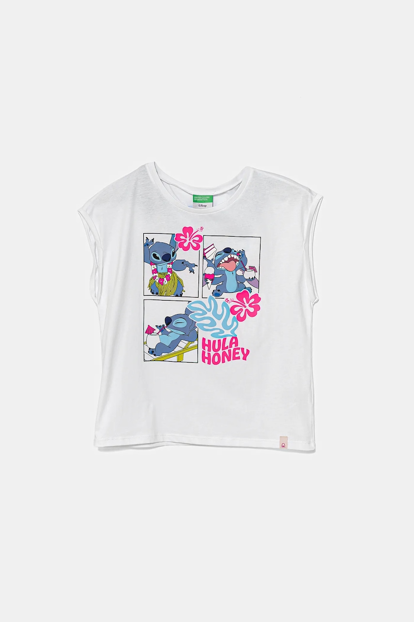 United Colors of Benetton tricou de bumbac pentru copii x Disney culoarea alb, 3JERC10P2