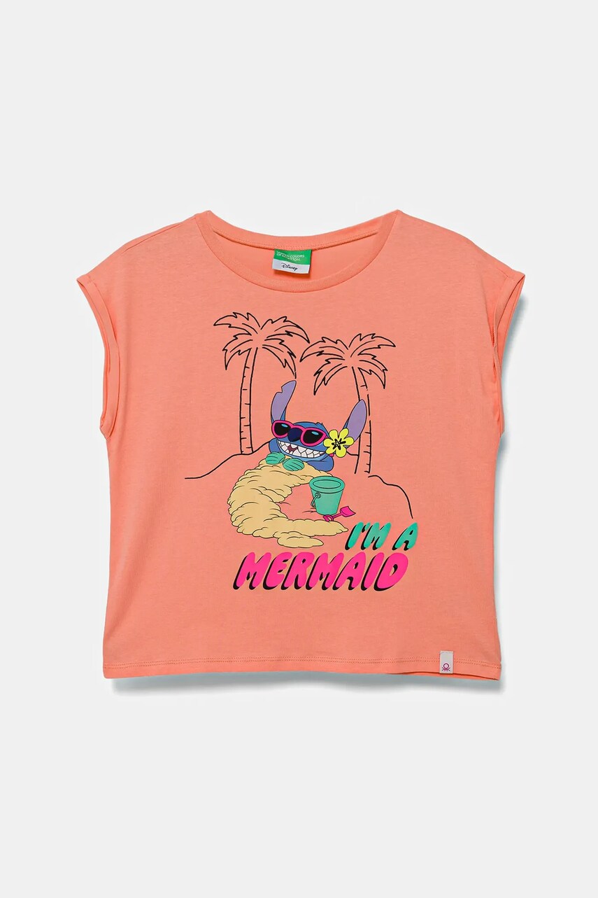 United Colors of Benetton tricou de bumbac pentru copii x Disney culoarea portocaliu, 3JERC10P2