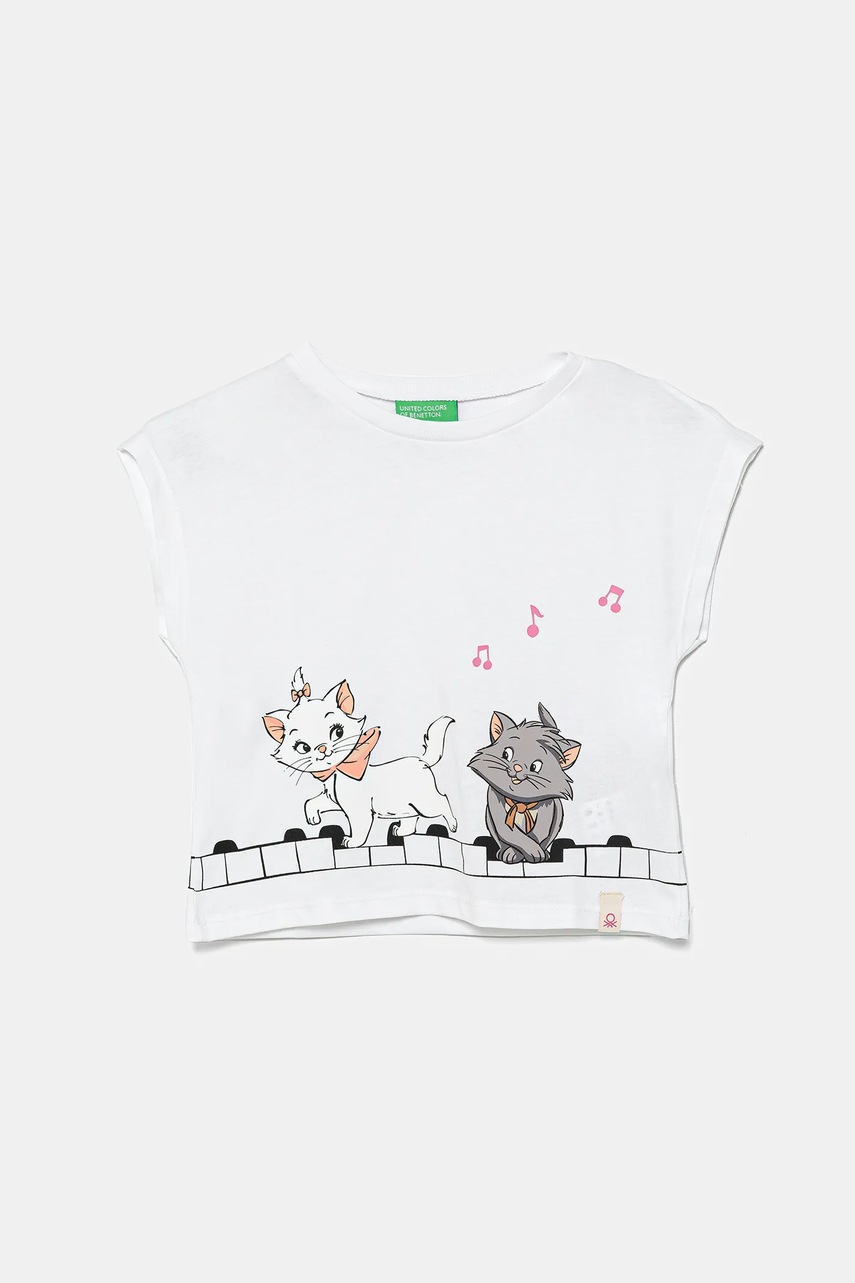 United Colors of Benetton tricou de bumbac pentru copii culoarea alb, 3JERG10JC