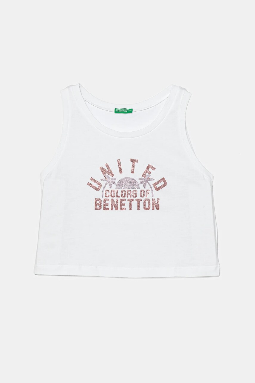 Levně Dětský bavlněný top United Colors of Benetton bílá barva, 3I1XCH01Z