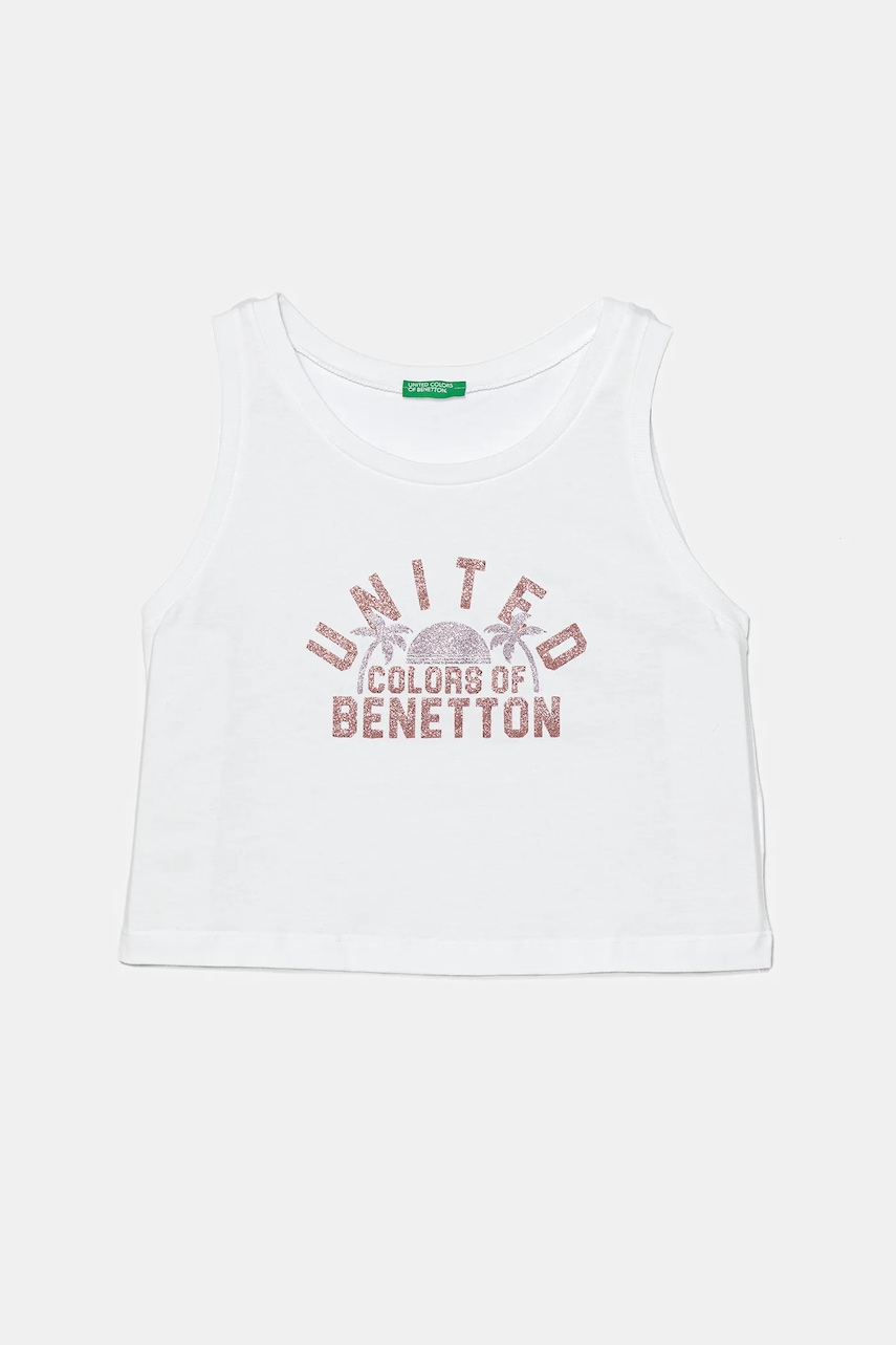 United Colors of Benetton top din bumbac pentru copii culoarea alb, 3I1XCH01Z