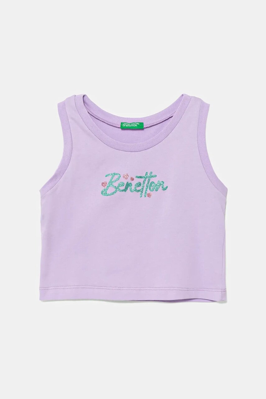 United Colors of Benetton top din bumbac pentru copii culoarea violet, 3I1XCH01Z