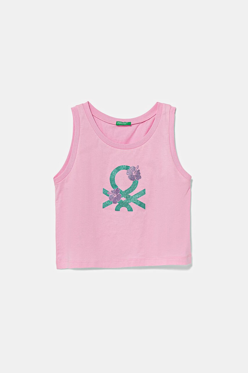 United Colors of Benetton top din bumbac pentru copii culoarea roz, 3I1XCH01Z