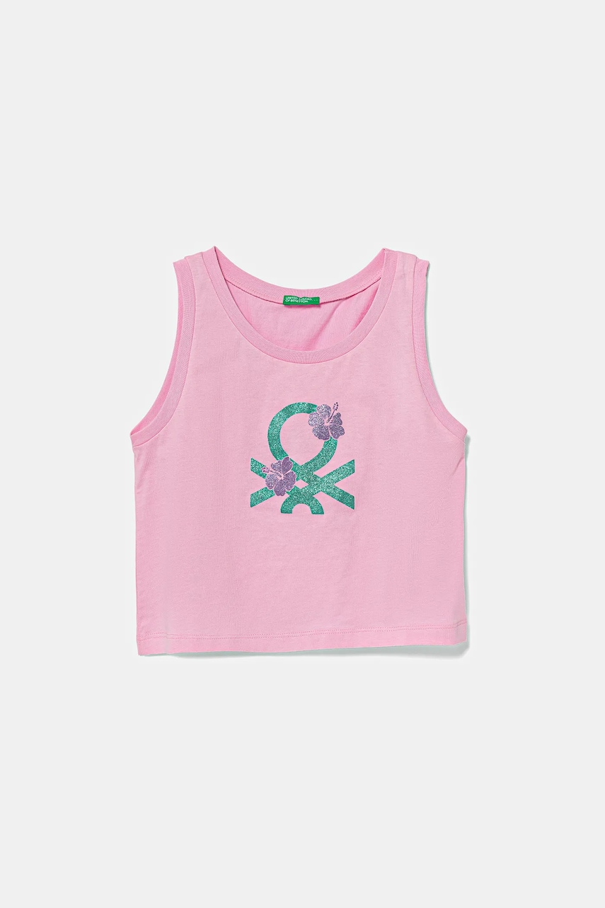 United Colors of Benetton top din bumbac pentru copii culoarea roz, 3I1XCH01Z