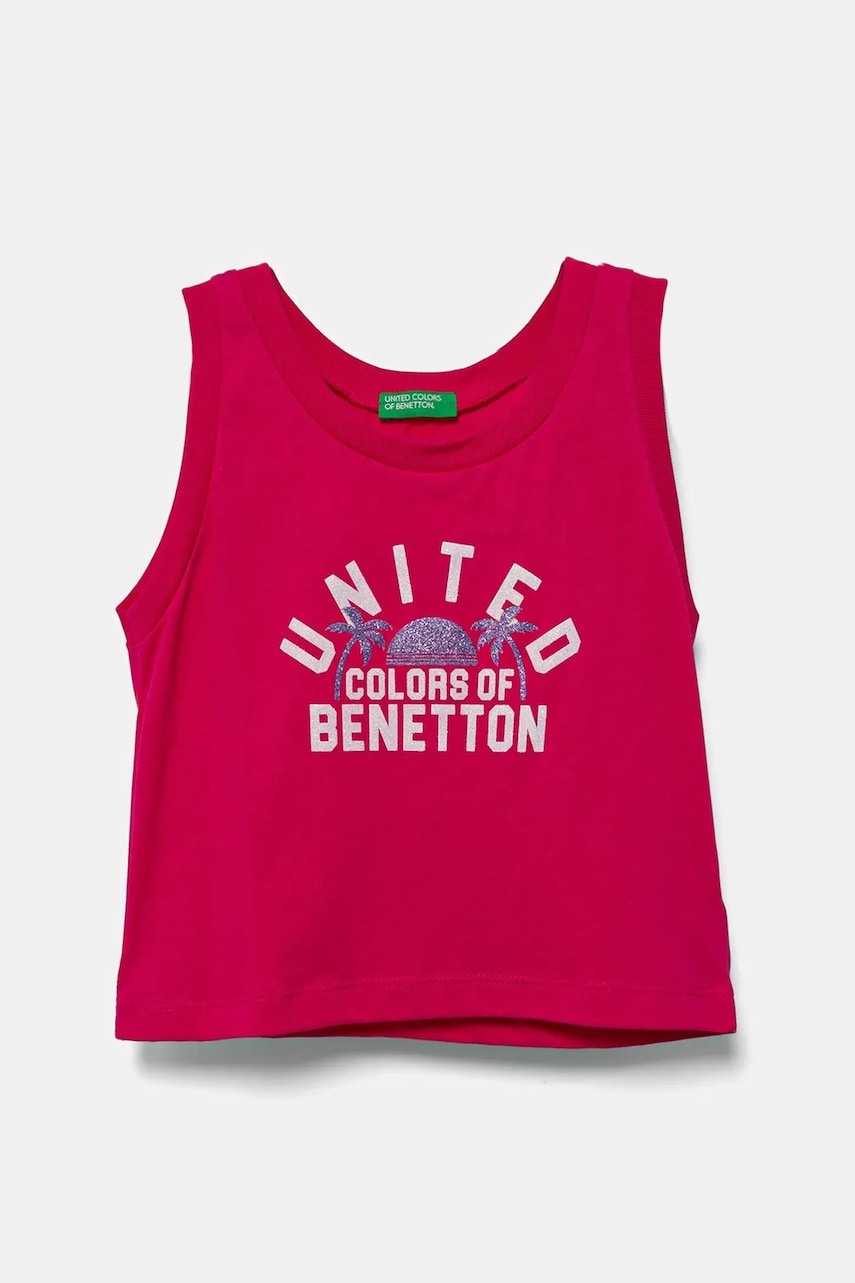 United Colors of Benetton top din bumbac pentru copii culoarea roz, 3I1XCH01Z