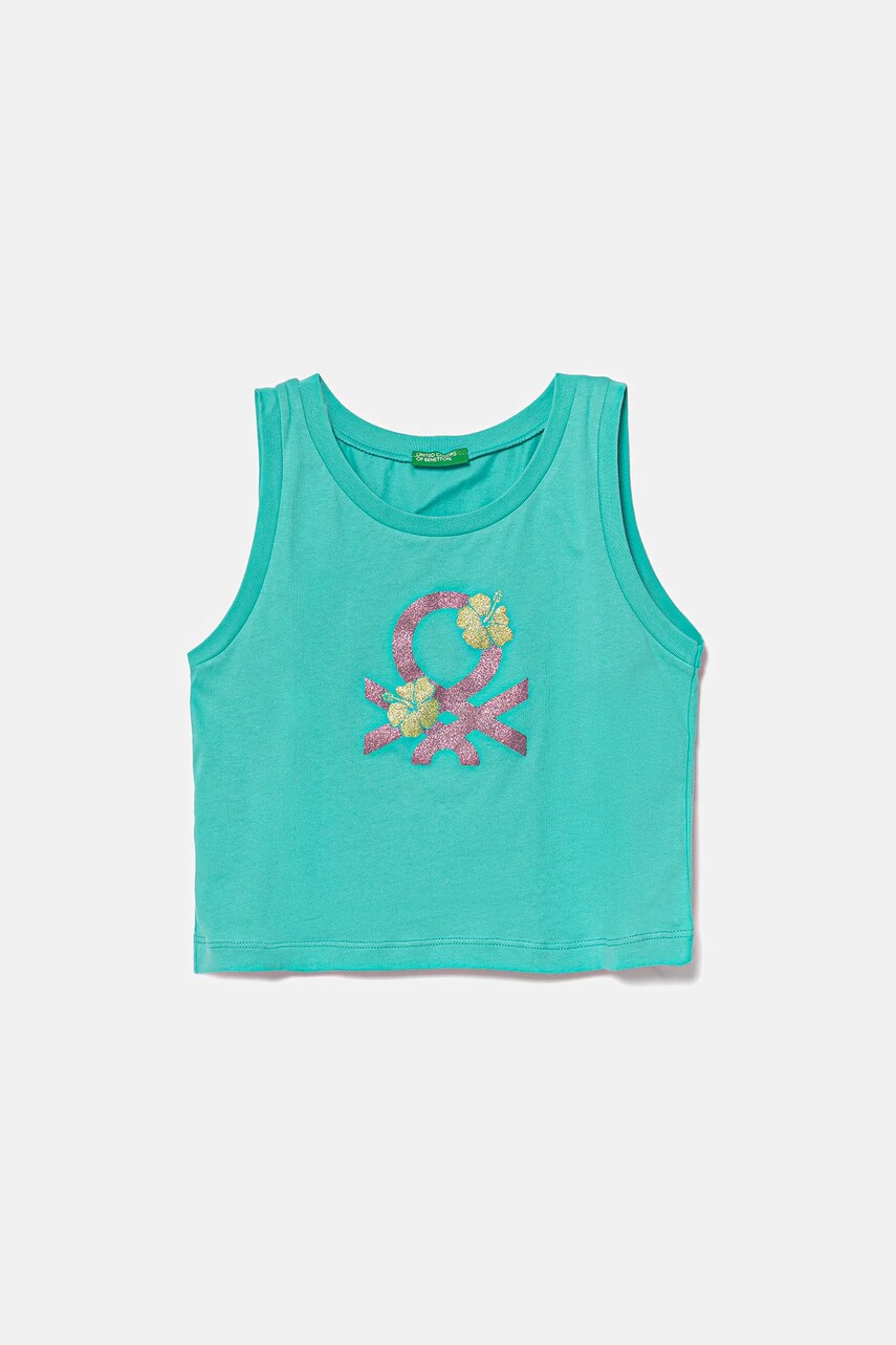 United Colors of Benetton top din bumbac pentru copii culoarea verde, 3I1XCH01Z