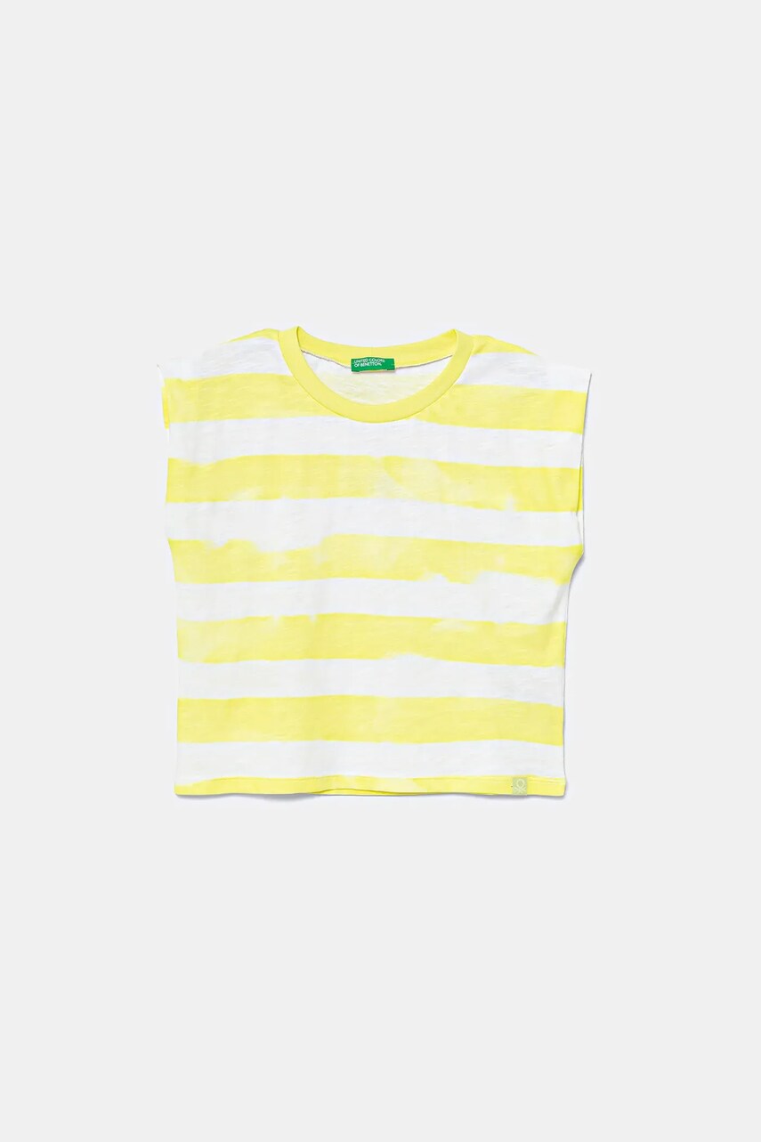 United Colors of Benetton tricou de bumbac pentru copii culoarea galben, 3SL3C10OW
