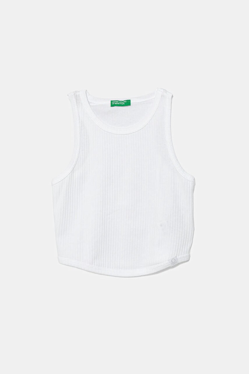 Levně Dětský bavlněný top United Colors of Benetton bílá barva, 31H3CH01F