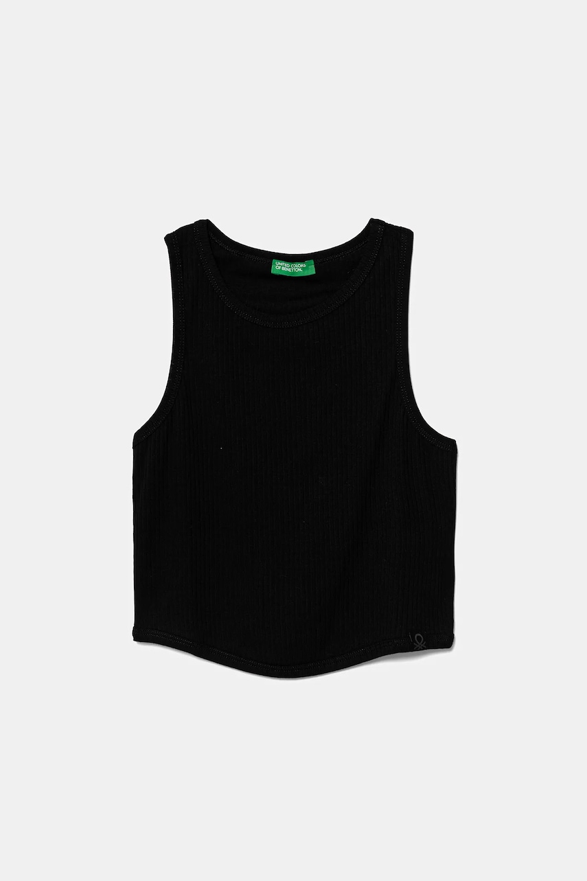United Colors of Benetton top din bumbac pentru copii culoarea negru, 31H3CH01F