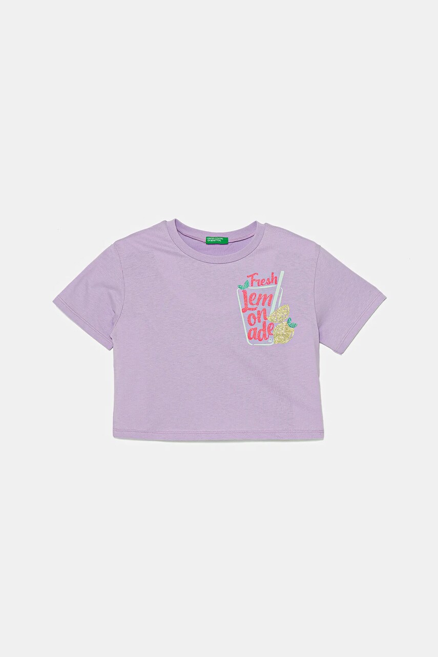United Colors of Benetton tricou de bumbac pentru copii culoarea violet, 35RYC10OZ