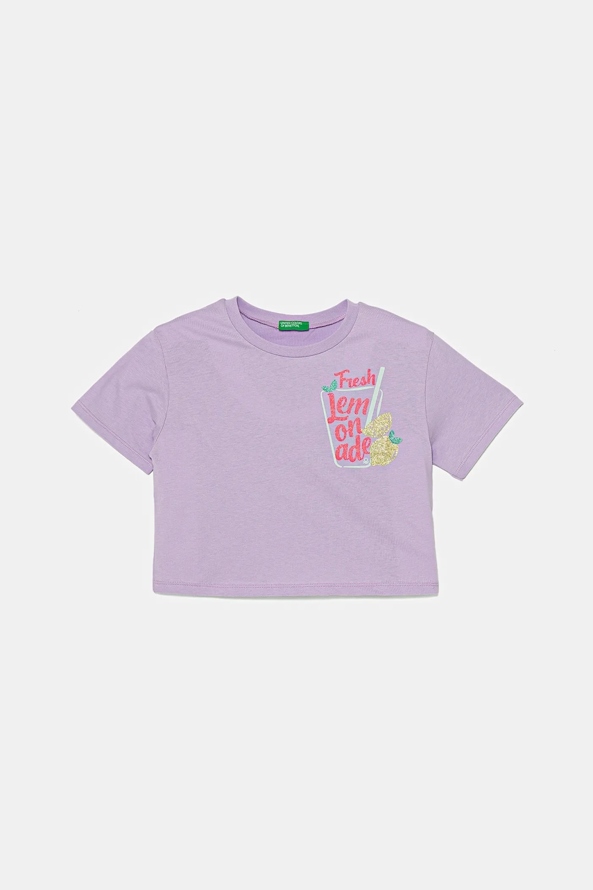 United Colors of Benetton tricou de bumbac pentru copii culoarea violet, 35RYC10OZ