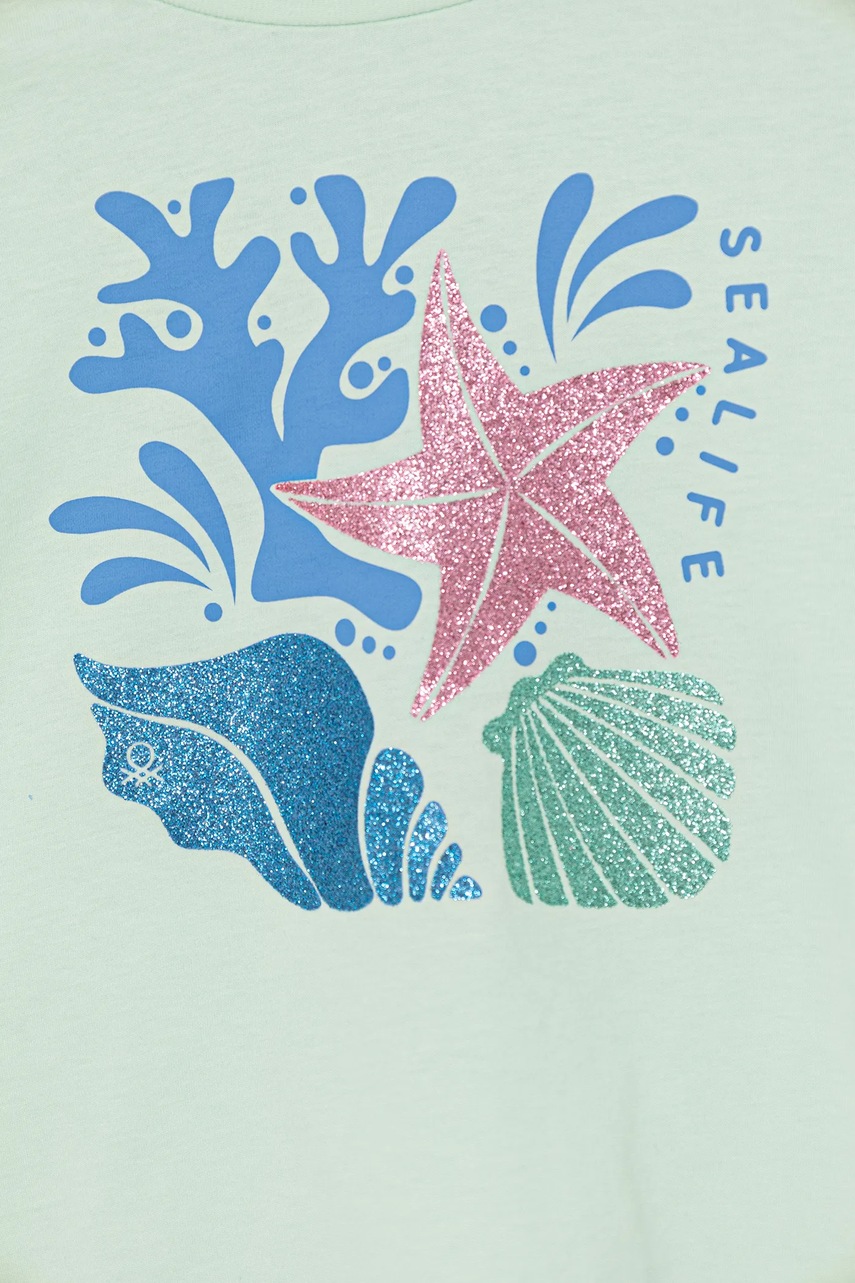 Детская хлопковая футболка United Colors of Benetton цвет зелёный 35RYC10OZ