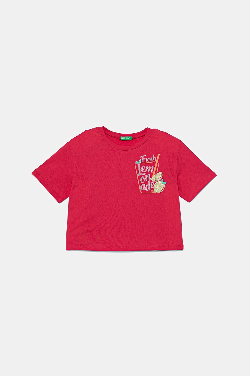 United Colors of Benetton tricou de bumbac pentru copii culoarea roz, 35RYC10OZ