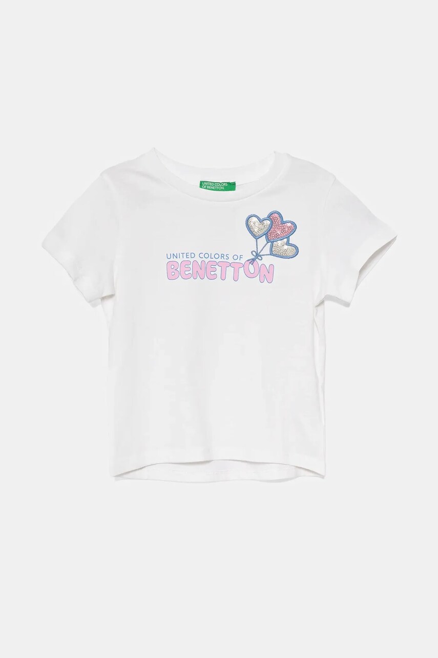 United Colors of Benetton tricou de bumbac pentru copii culoarea alb, 3I1XG10JB