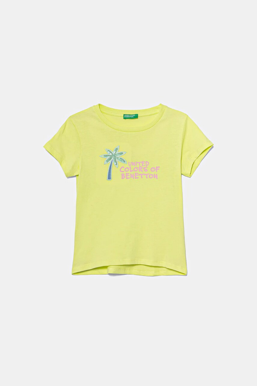 United Colors of Benetton tricou de bumbac pentru copii culoarea verde, 3I1XG10JB