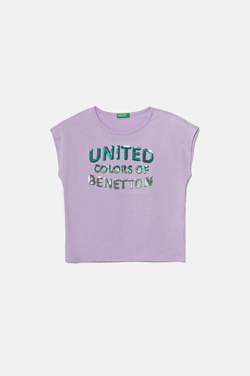 United Colors of Benetton tricou de bumbac pentru copii culoarea violet, 3I1XC10P1