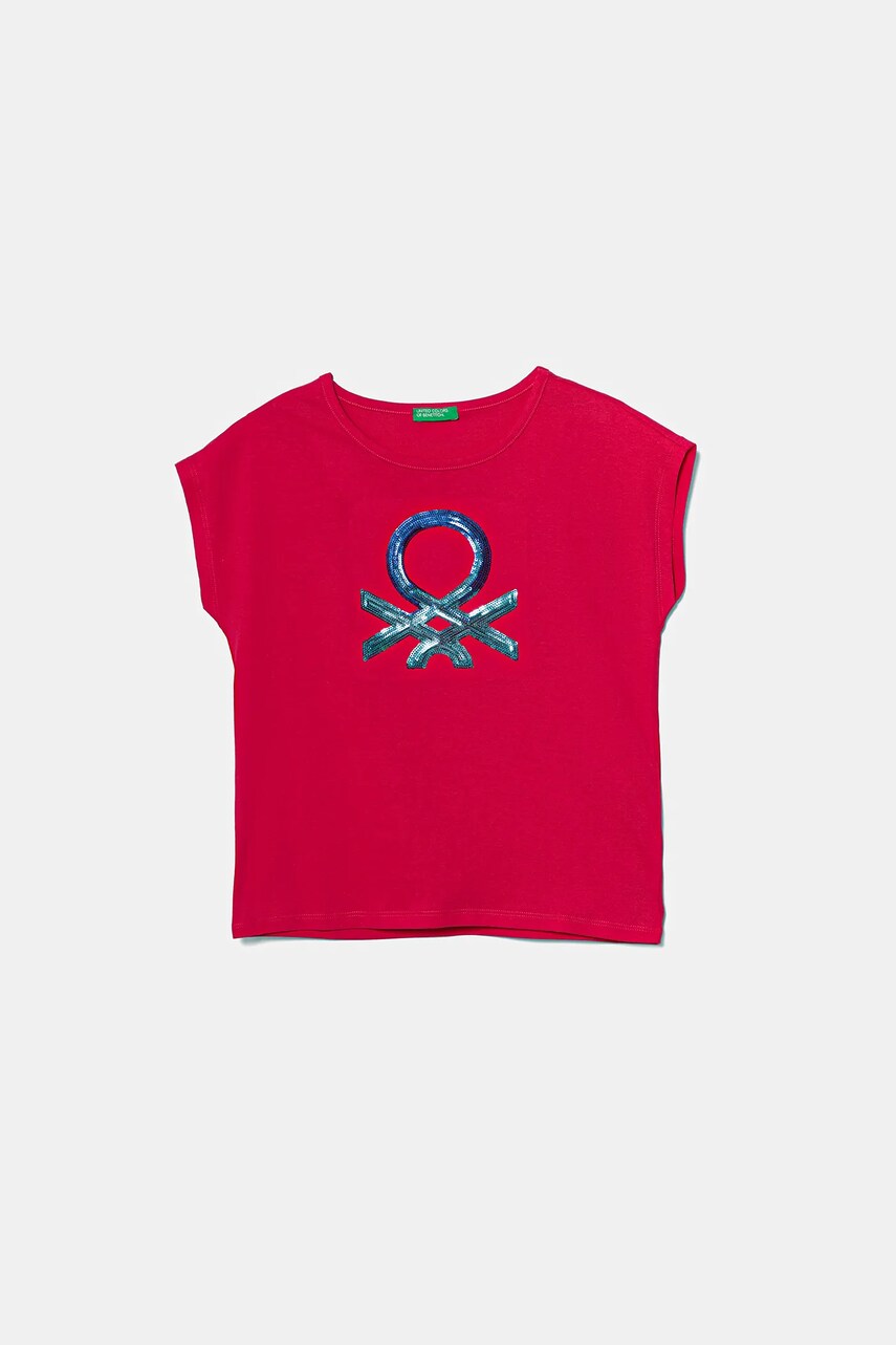 United Colors of Benetton tricou de bumbac pentru copii culoarea roz, 3I1XC10P1