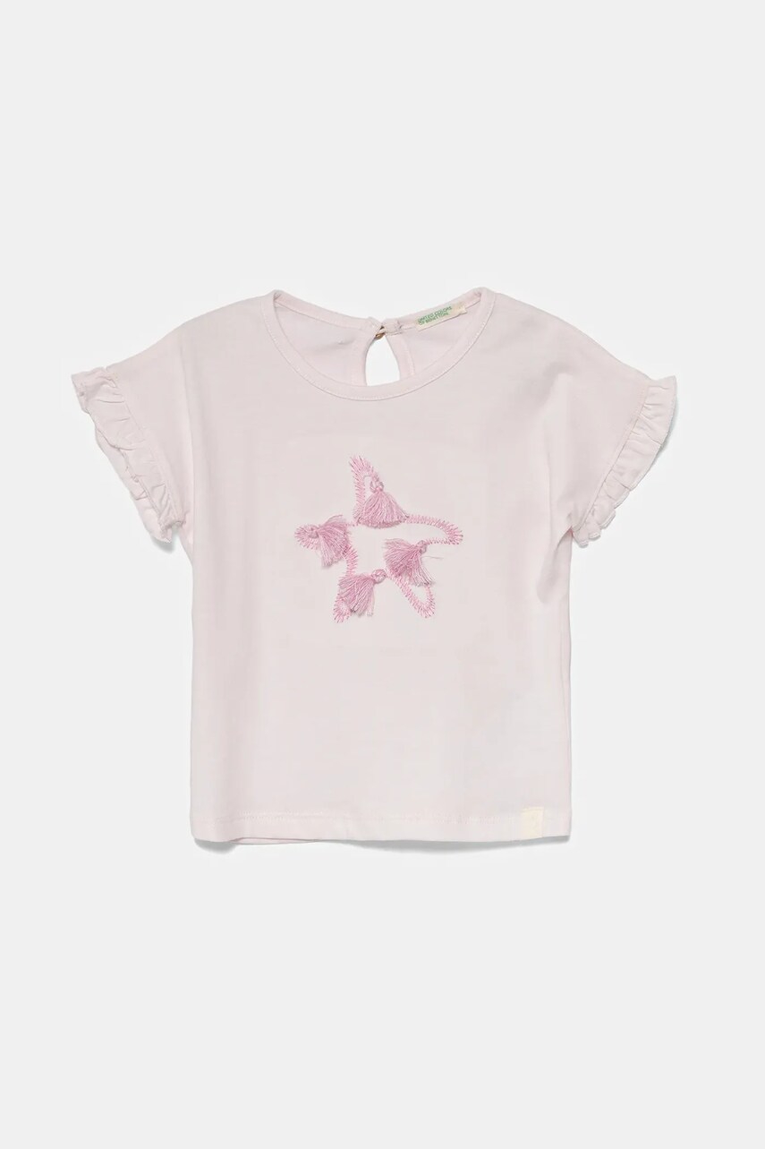 Levně Kojenecké tričko United Colors of Benetton růžová barva, 3I1XA106C