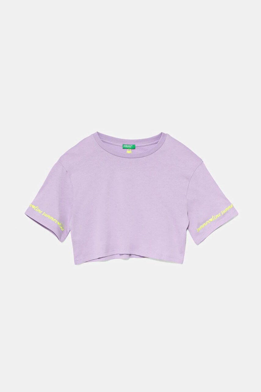 United Colors of Benetton tricou de bumbac pentru copii culoarea violet, 3096C10PC