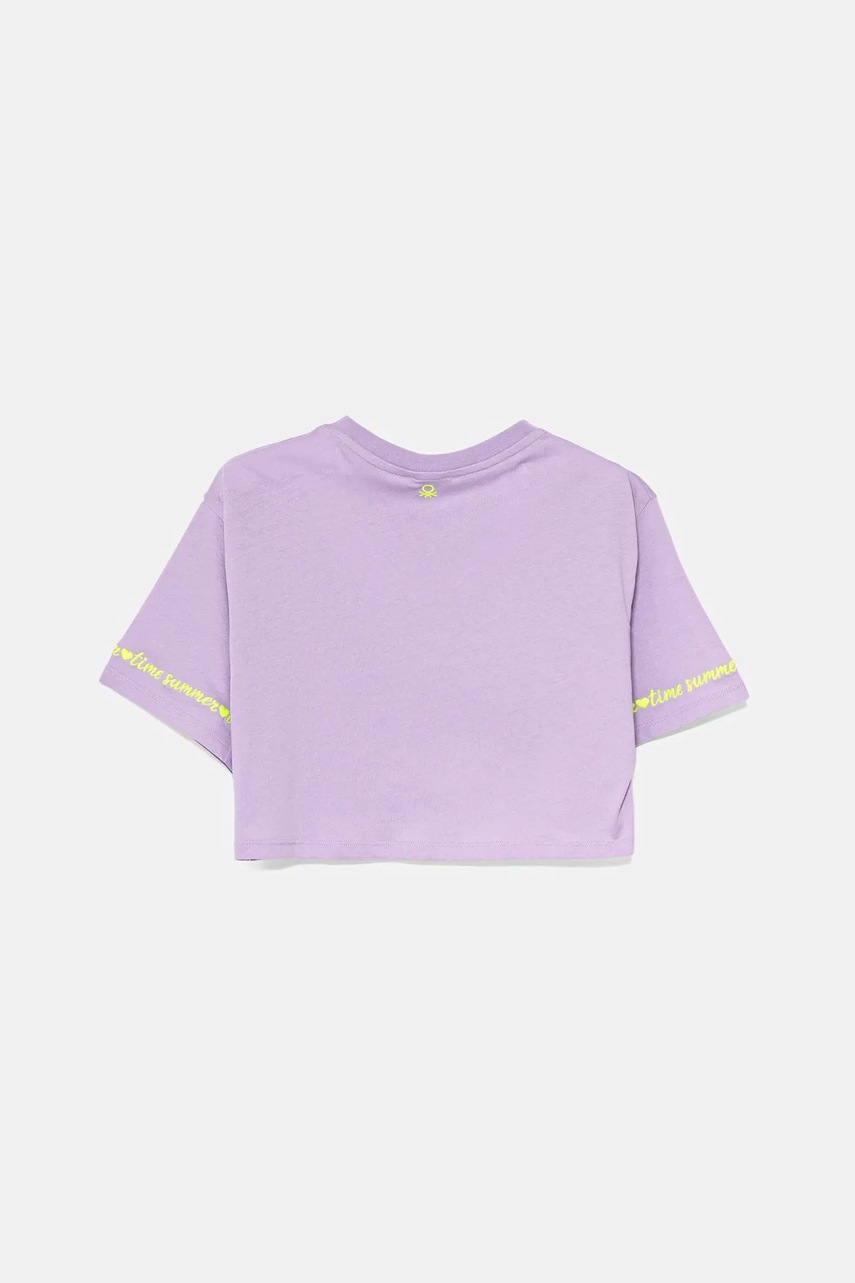 Детская хлопковая футболка United Colors of Benetton цвет фиолетовый 3096C10PC