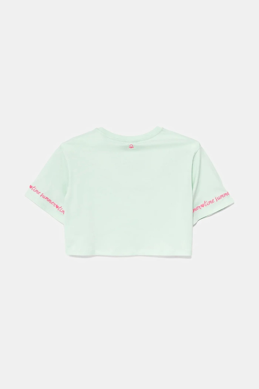 Детская хлопковая футболка United Colors of Benetton цвет зелёный 3096C10PC