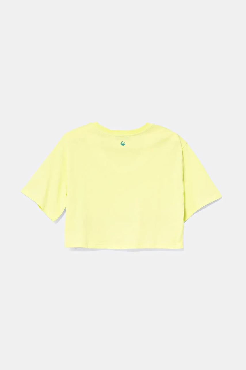 Детская хлопковая футболка United Colors of Benetton цвет зелёный 3096C10PC