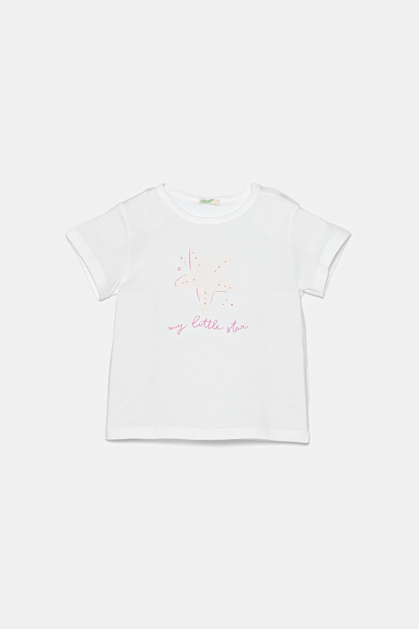 Levně Dětské bavlněné tričko United Colors of Benetton bílá barva, 3I1XA1069