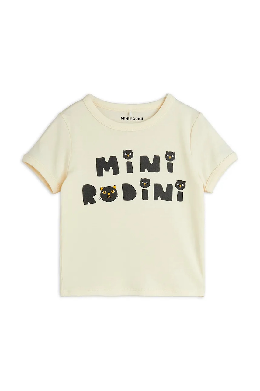 Детская хлопковая футболка Mini Rodini Mini Rodini Cats цвет бежевый с принтом 2512010611 Детская хлопковая футболка Mini Rodini Mini Rodini Cats цвет бежевый с принтом 2512010611