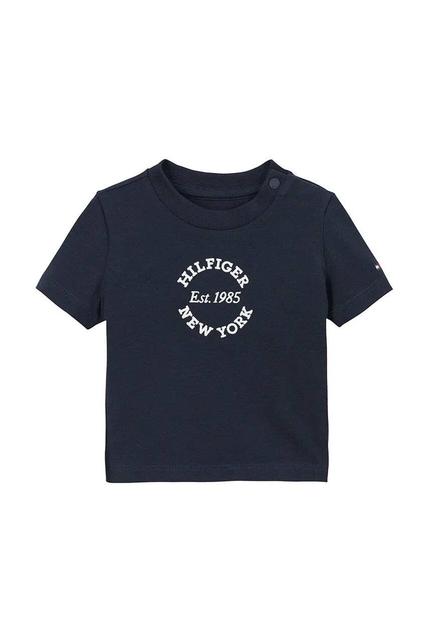 Levně Kojenecké tričko Tommy Hilfiger tmavomodrá barva, s potiskem, KN0KN01964