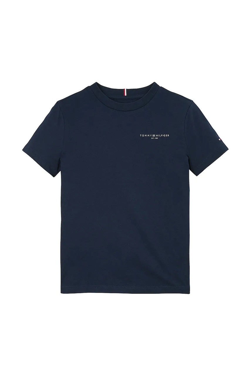 Детская хлопковая футболка Tommy Hilfiger цвет синий с принтом KS0KS00594 Детская хлопковая футболка Tommy Hilfiger цвет синий с принтом KS0KS00594