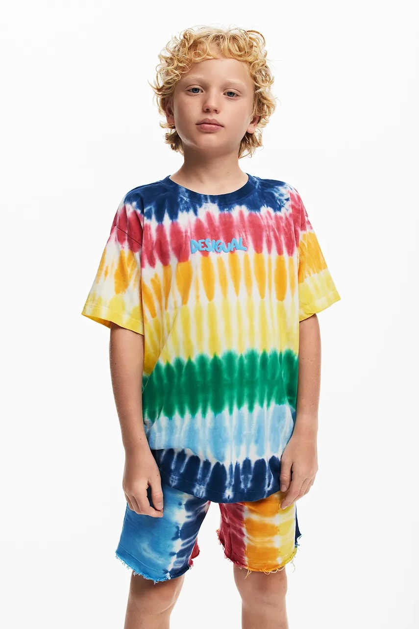 Desigual tricou de bumbac pentru copii culoarea galben, modelator, 25SBTK07 Desigual tricou de bumbac pentru copii culoarea galben, modelator, 25SBTK07